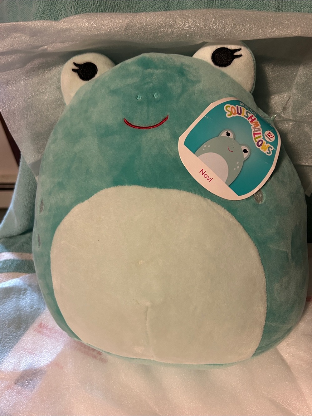 Squishmallows Novi Frog Plush - Teal and White tags new